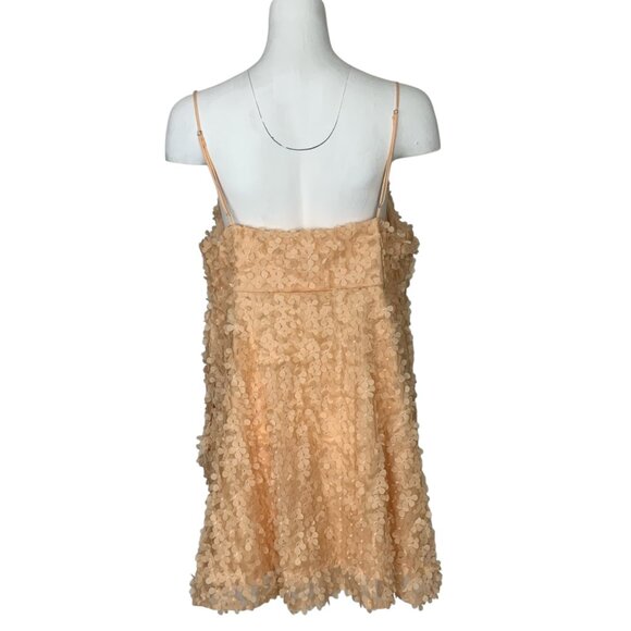 Anthropologie 3D Floral Embellished Mini Dress XL Peach NEW - Picture 3 of 14